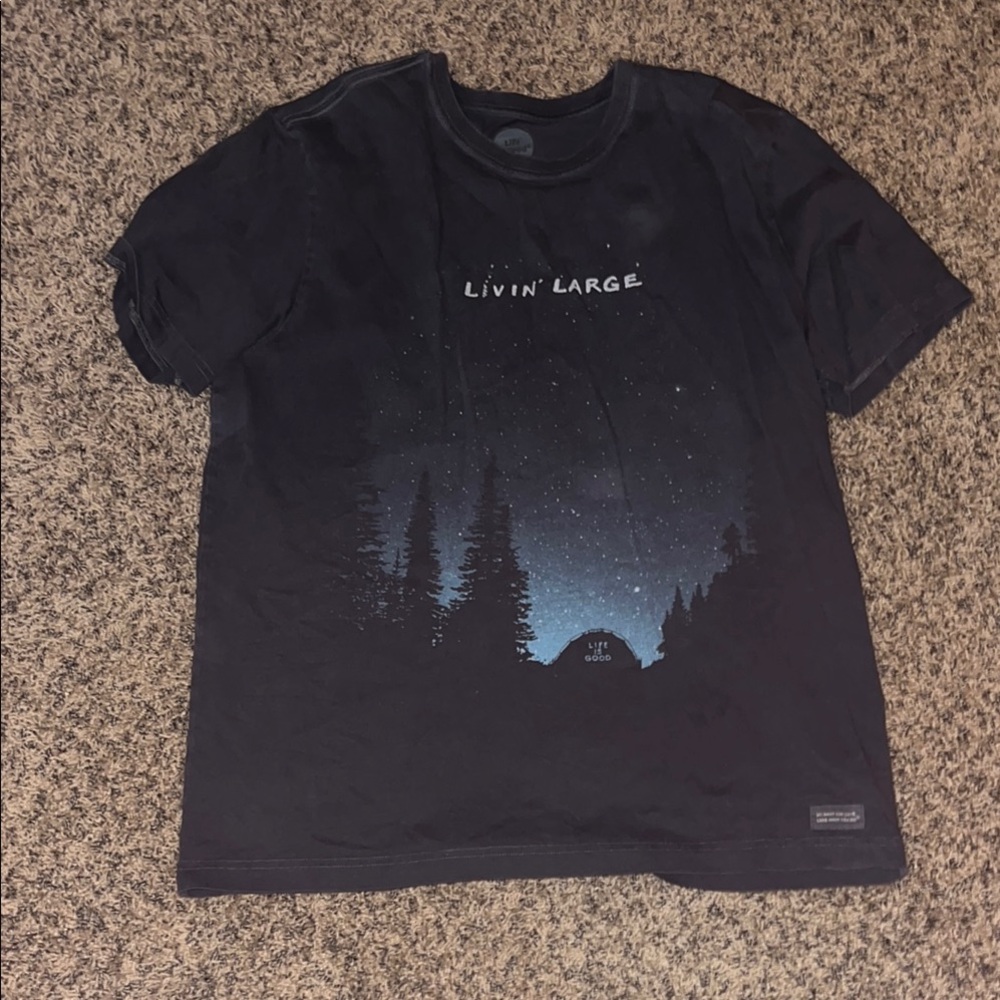 Life Is Good Black Kids T-Shirt with Night Sky Design